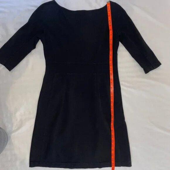 Theory Luanne Ponte Knit Dress 3/4 Sleeves Mini Black Round Neck Size M - Picture 10 of 14